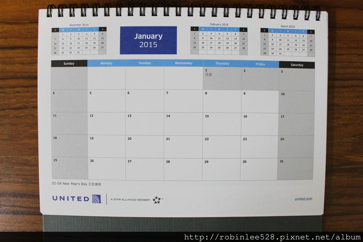 [開箱] 聯合航空 2015年月曆