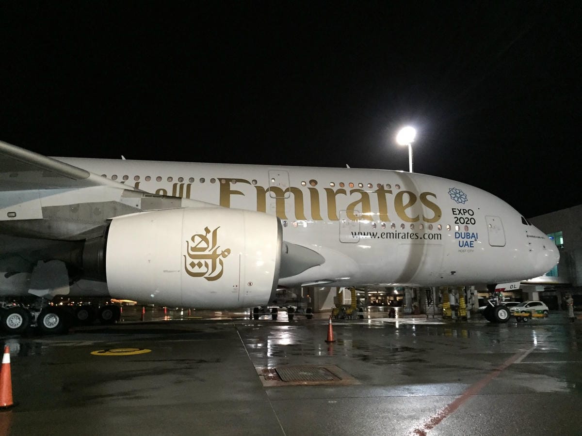 航空迷轟動! Emirates阿聯酋航空A380 世界最大民航客機首度載客抵台! 2015.7.19