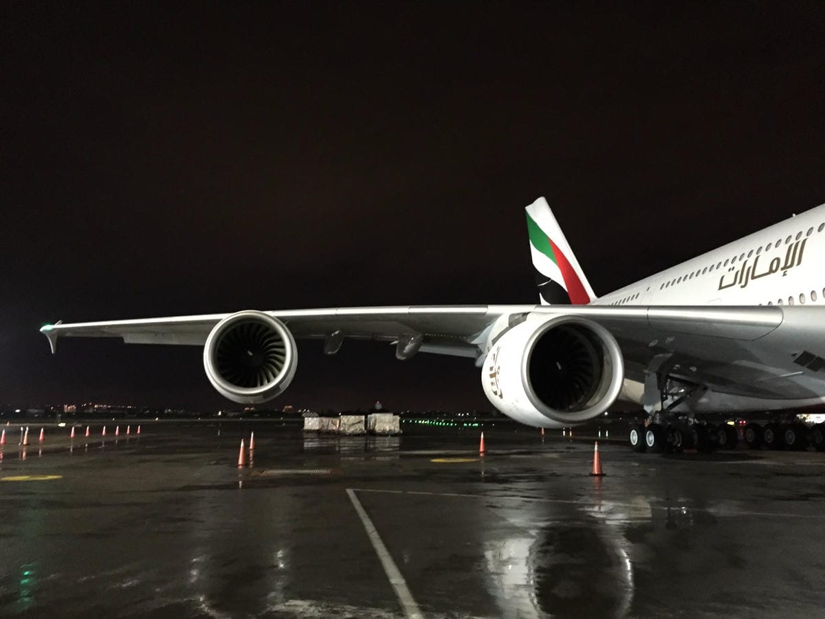 航空迷轟動! Emirates阿聯酋航空A380 世界最大民航客機首度載客抵台! 2015.7.19