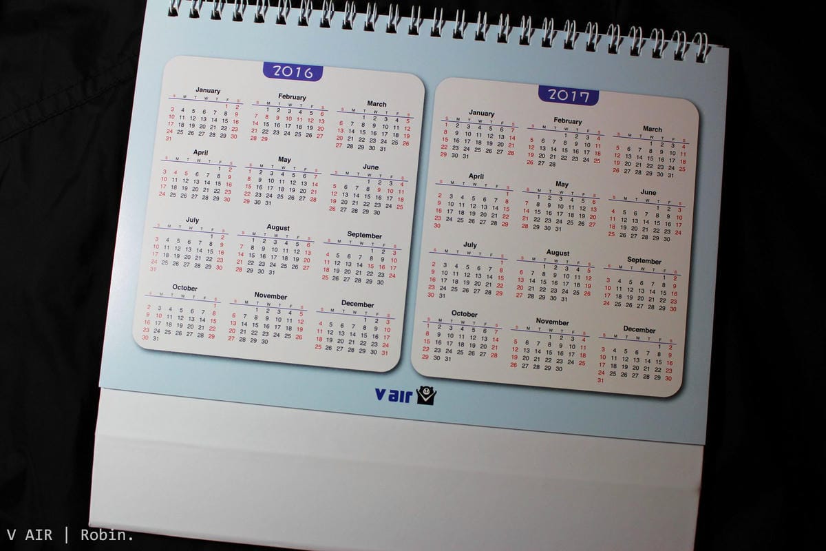[開箱] 威航V Air 2016年月曆–可愛威熊陪你一整年!