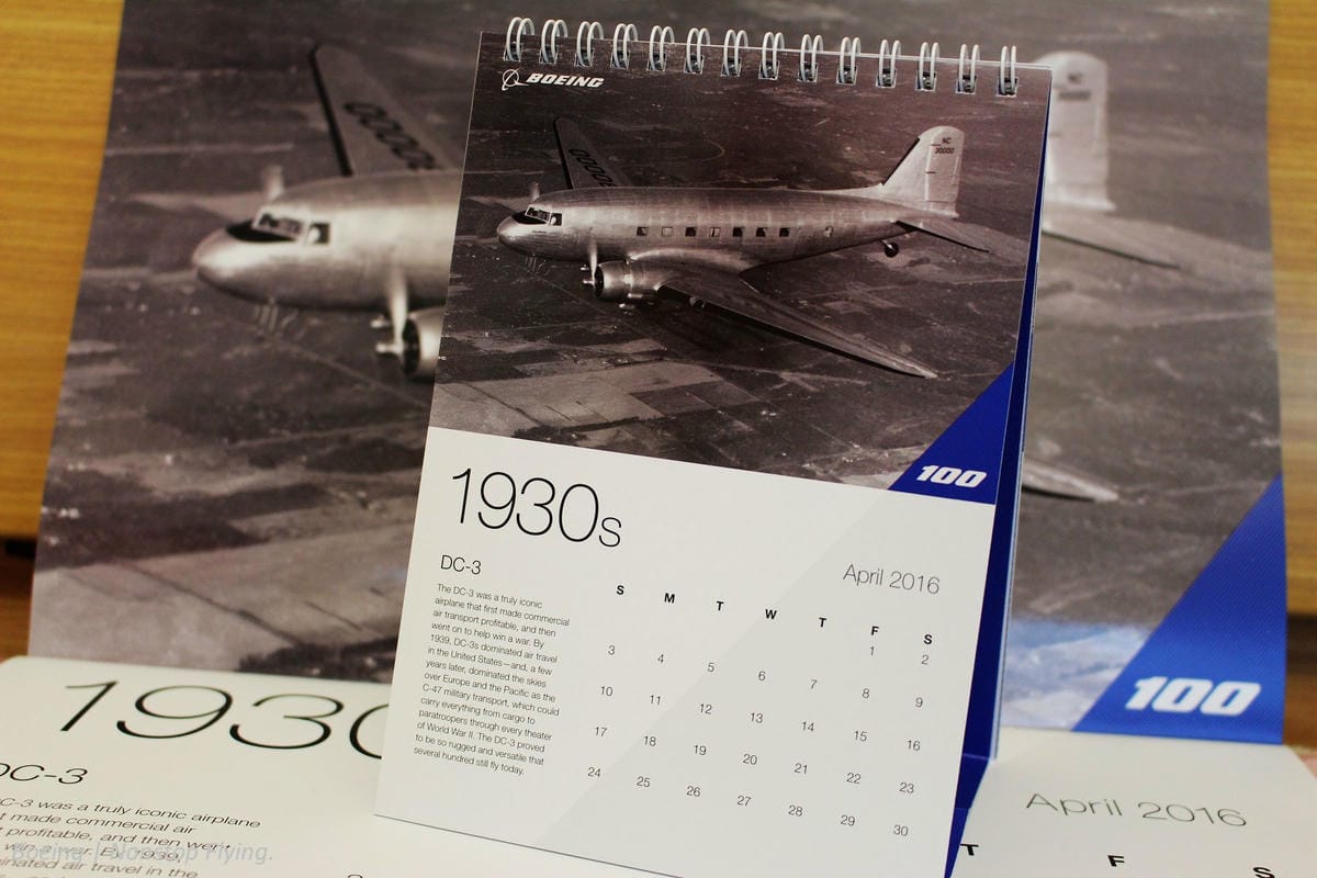 [開箱] 波音 2016年月曆 – 老牌飛機製造商百年歷史風華回顧!