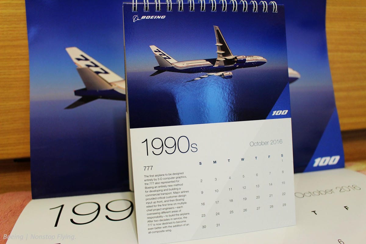 [開箱] 波音 2016年月曆 – 老牌飛機製造商百年歷史風華回顧!