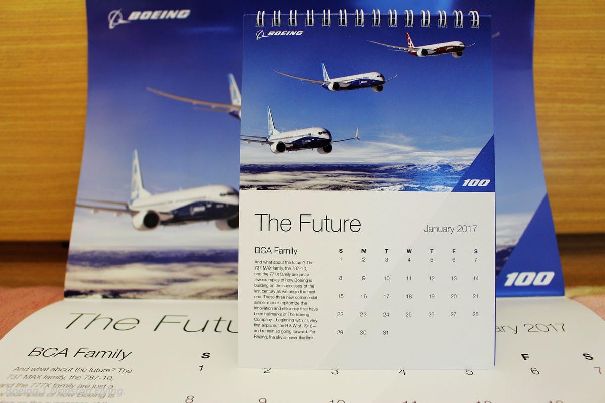 [開箱] 波音 2016年月曆 – 老牌飛機製造商百年歷史風華回顧!