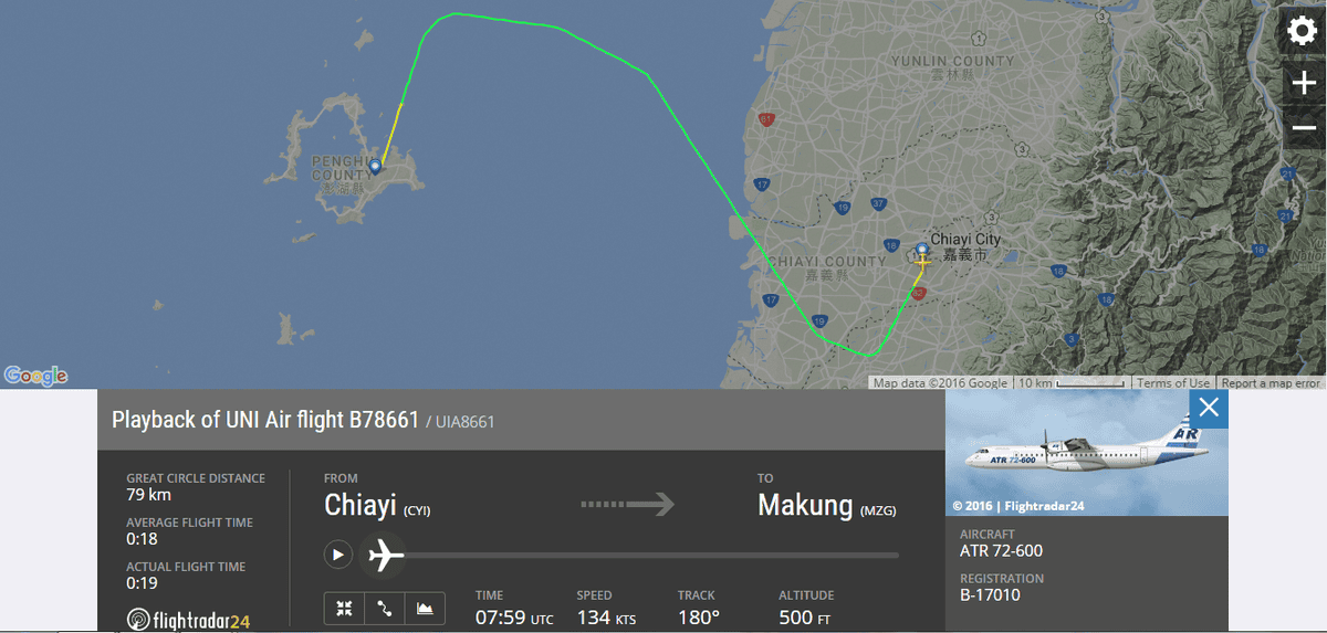 2016.09.10 立榮航空B7-8661 嘉義-馬公 ATR72 飛行記錄 - 第39張圖 2016.09.10 立榮航空B7-8661 嘉義-馬公 ATR72 飛行記錄