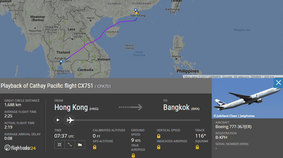 2017.06.24 國泰航空 CX751 香港HKG-曼谷BKK 飛行記錄 (777-300ER經濟艙) - 第60張圖 2017.06.24 國泰航空 CX751 香港HKG-曼谷BKK 飛行記錄 (777-300ER經濟艙)