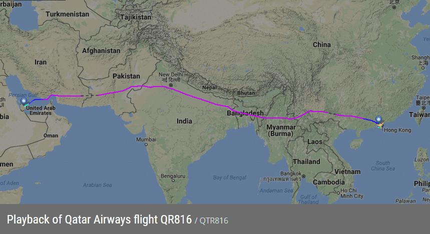2017.07.20 卡達航空 QR816 杜哈DOH-香港HKG 飛行記錄 (787-8經濟艙) - 第43張圖 2017.07.20 卡達航空 QR816 杜哈DOH-香港HKG 飛行記錄 (787-8經濟艙)