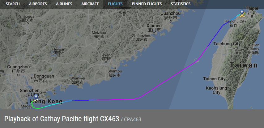 2018.03.08 國泰航空 CX463 台北-香港 A330-300飛行記錄 - 第2張圖 2018.03.08 國泰航空 CX463 台北-香港 A330-300飛行記錄