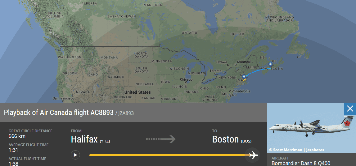 2018.05.17 加拿大航空 AC8893 哈利法克斯-波士頓 Dash 8-400Q飛行記錄，含哈利法克斯機場簡介