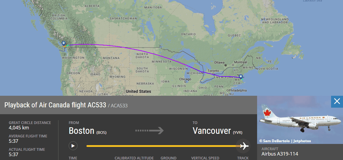 2018.05.19 加拿大航空 AC533 波士頓-溫哥華 A319-100飛行記錄，含溫哥華機場入境分享