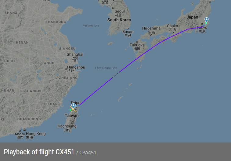 2018.12.10 國泰航空 CX451 東京-台北 波音777-300飛行記錄