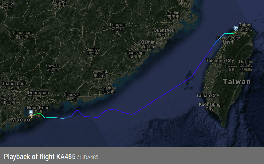 2019.06.28 國泰港龍 KA485 台北-香港 A320飛行記錄