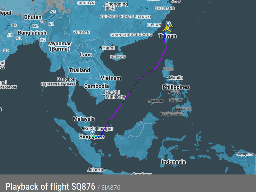 2025.09.20 新加坡航空 SQ876 新加坡-台北 787-10商務艙飛行記錄