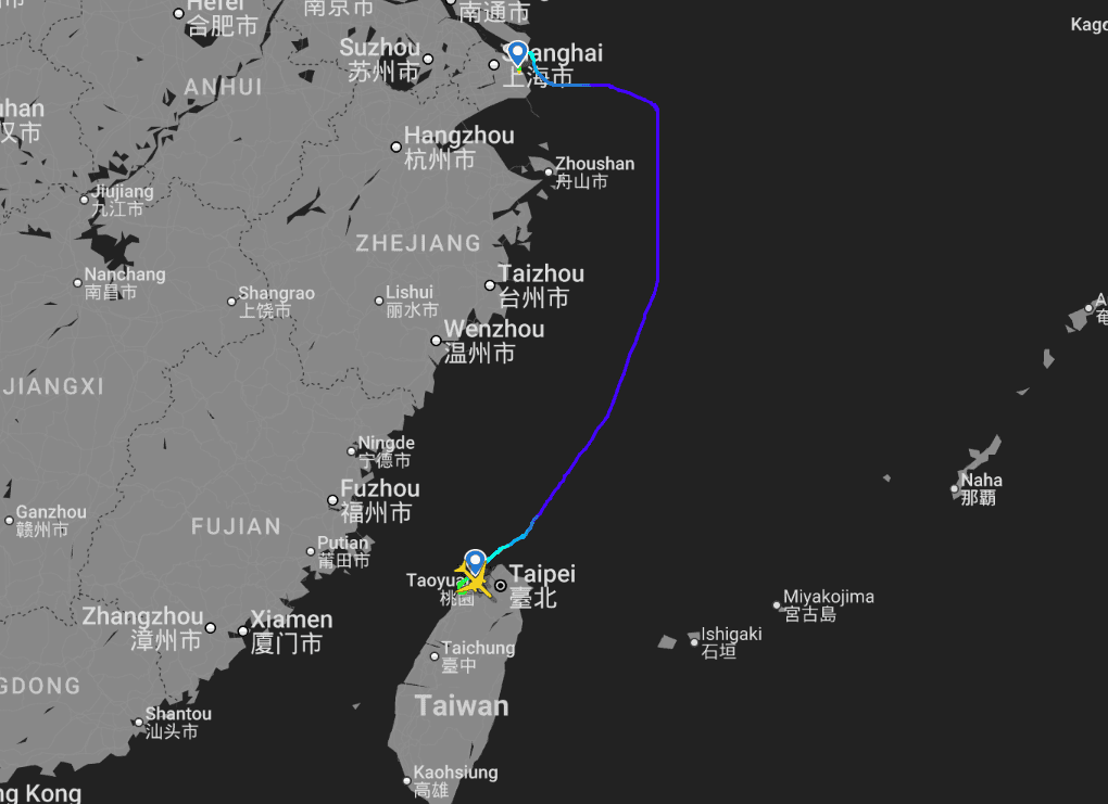2025.12.13 中華航空 CI502 上海-台北 777-300ER飛行記錄