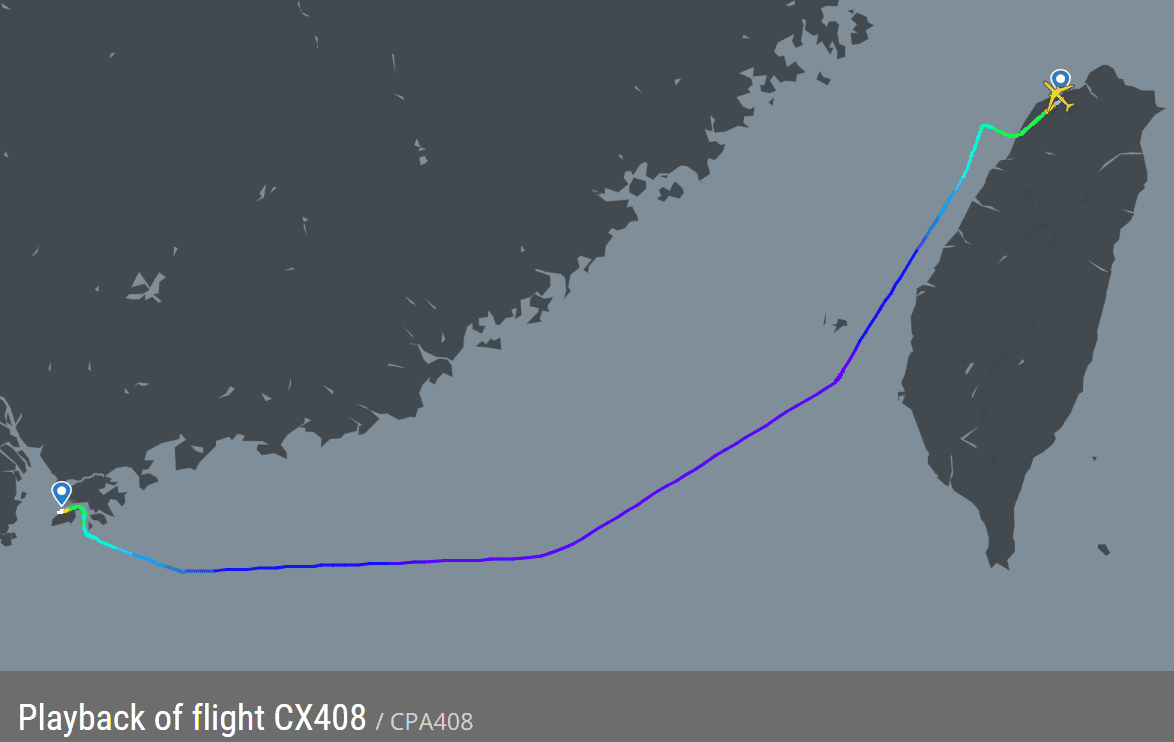 2026.02.08 國泰航空 CX408 香港-台北 A330-300 商務艙 飛行記錄